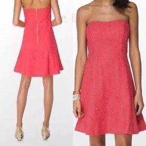 Lilly Pulitzer Vicki Strapless Lace Coral Dress